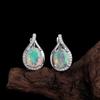 Colorful natural oval 8*10mm ethiopia opal ring earrings 925 sterling silver luxury fine jewelry set for women's engagement gift