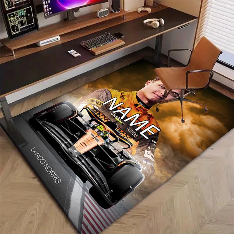 Custom Landos Norris Racing Mat Personalized Name, Polyester Washable Indoor Entryway Rug, Gift for Christmas, Easter, Thanksgiving Day