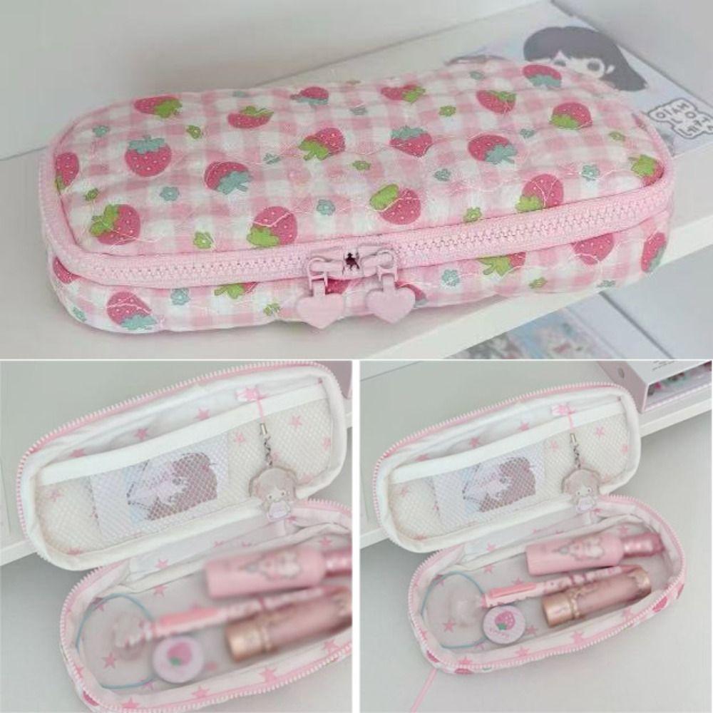 Strawberry Design Pen Bag Large Capacity Pen Pouch High Quality Stationery Bag  Students