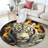 Roaring Tiger Round Area Rug,Carpet Rug for Living Room Bedroom Sofa Playroom Decor,Non-slip Floor Mat
