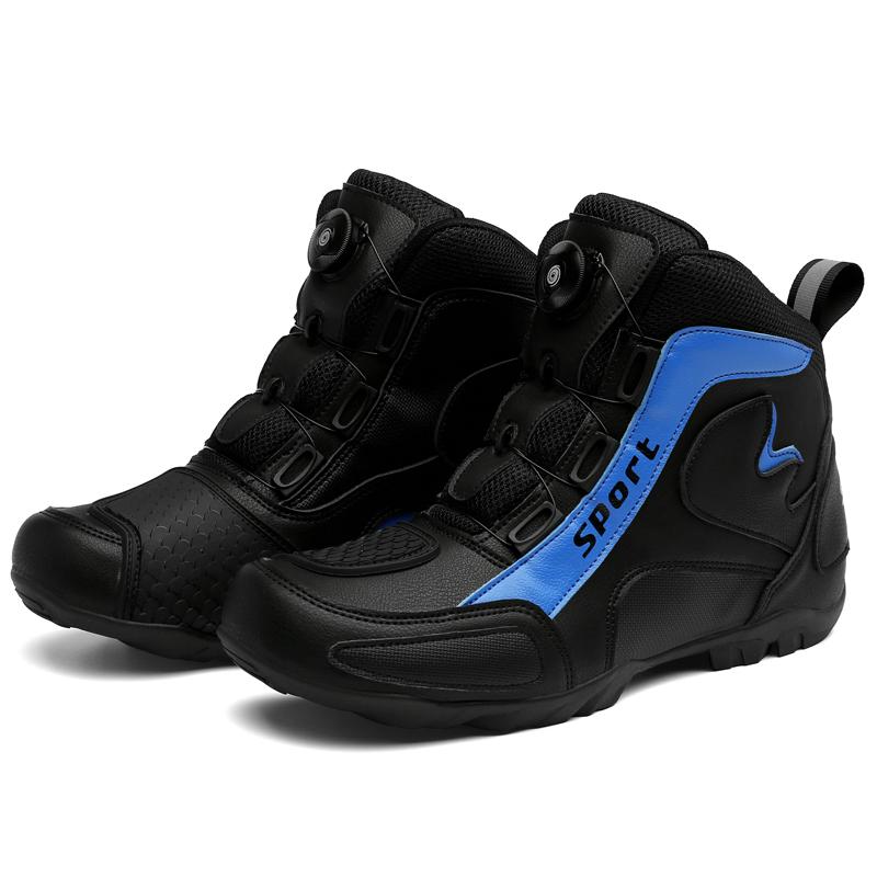 

Motorcycle shoes men high top professional Riding boots Fashion outdoor plus size casual soft sole sports boots Motorcycle boots 47 синий