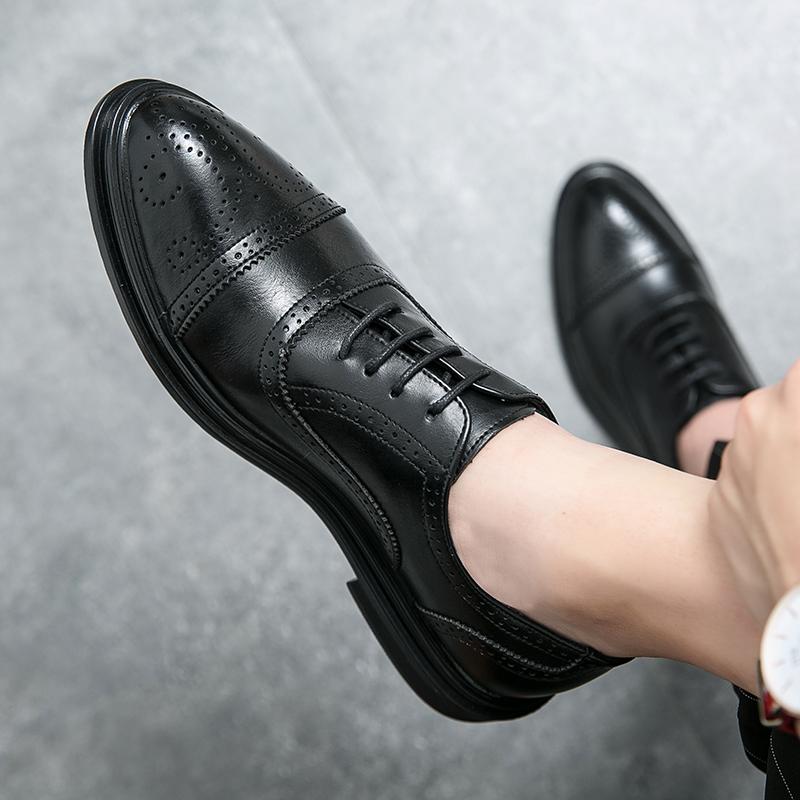 Fashion Gentleman Business Dress Shoes Men Shoes Black Brown Retro Casual Office Business Block Party Shoes PU Size 38-48 Men Shoes