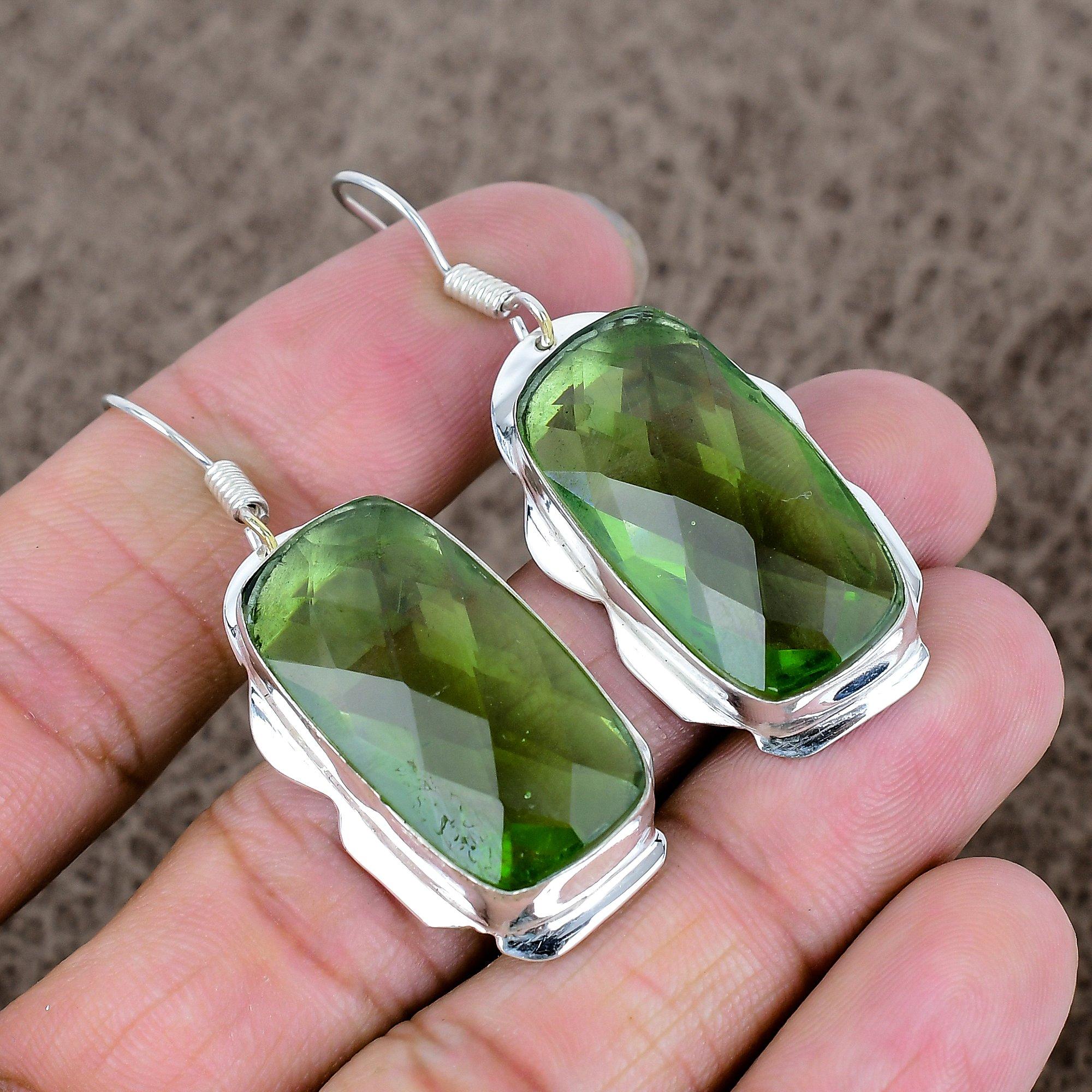 

Tsavorite Gemstone Handmade 925 Sterling Silver Jewelry Earring 2.17 KKG-607