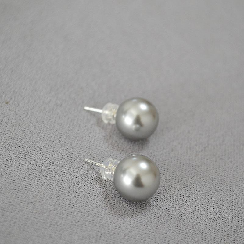 Korean Luxury Silver-Gray Pearl 925 Silver Earrings