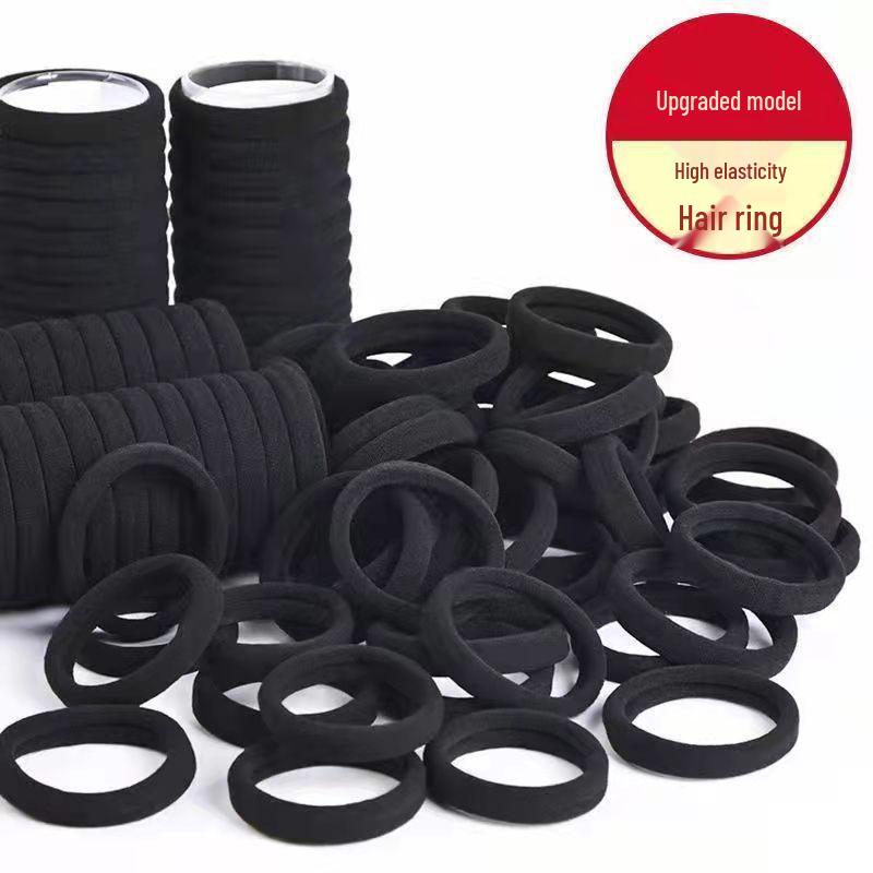 Black High Elasticity Hair Tie - Durable Leather and Rubber Band for Women and Girls