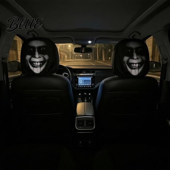 Removable Headrest Cover Ghost Face Car Covers Scary Seat Adjustable Protector Universal Stretchy Accessory for Most Cars