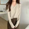 Premium soft waxy collar simple knitted primer sweater women's spring, autumn and winter casual lazy long-sleeved inner top