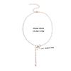 Sweet Bowknot Tassels Pendant Necklace Fashion Pearls Chain Choker Simple Collar Necklace Clavicle Chain Party Jewelry
