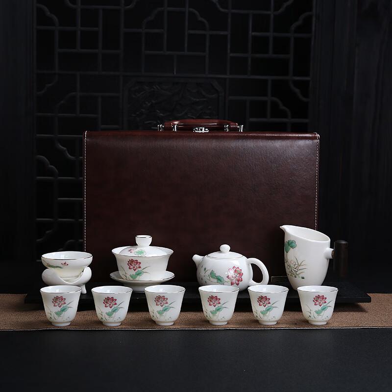 Chaxun Mutton Fat Jade Porcelain Tea Set