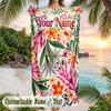 Floral Artwork 5 Theme Quick Dry Beach Towel Custom Name Text Print Large Sand Resistant Towel Beach Vacation