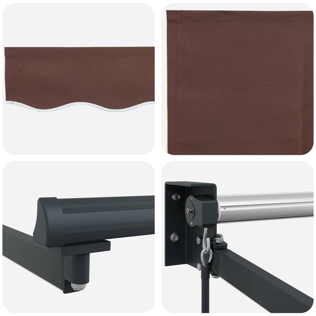 Manual Articulated Arm Awning with LEDs Brown and Anthracite 4 X 2 M
