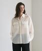 VIYUL Sheer Slub Loose Fit Collared Shirt Blouse_Ivory
