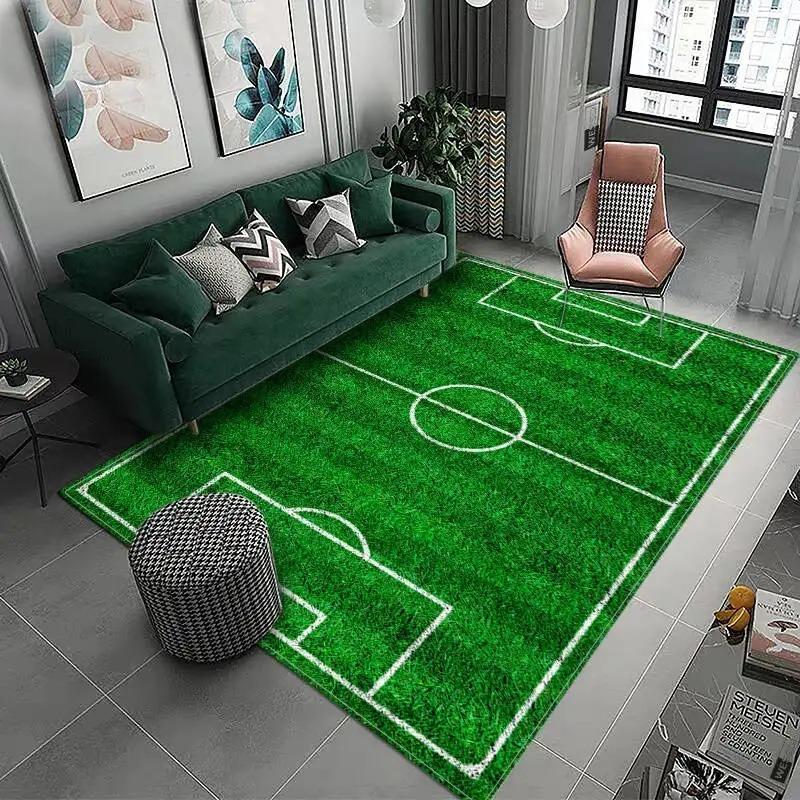 3D Football Field Carpet for Boys Room Bedroom Sofa Doormat Decor Kids Play Area Rug Carpet Non-slip Soft Floor Mat Polyester