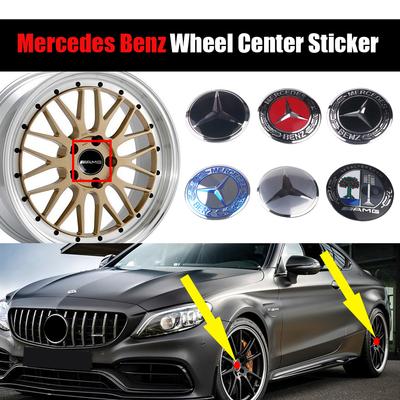 For Mercedes Benz Amg 56/60/65mm For Mercedes Benz A B C E S Class AMG CLA CLS W212 W213 W204 W205 W210 Car Wheel Center Caps Badge Tire Hub Sticker