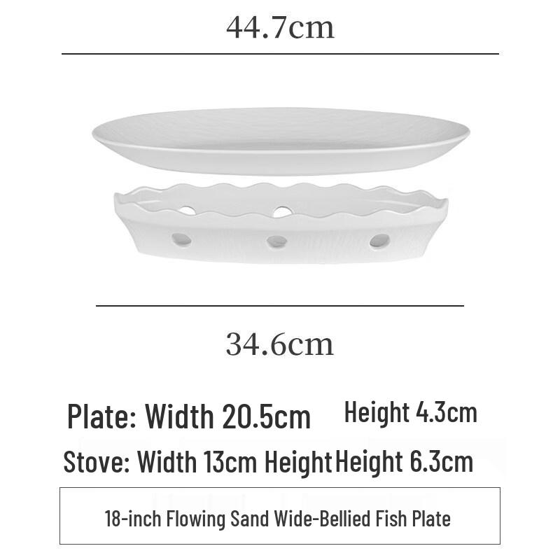 Dexiun 22-inch Ceramic Fish Plate with Integrated Stove