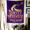 Nástěnná tapiserie Unicorn Academy s vlastním jménem Estetické závěsné dekorace na zeď Tištěná látková přikrývka Dekorativní tapiserie do ložnice obývacího pokoje Domácí dekorace