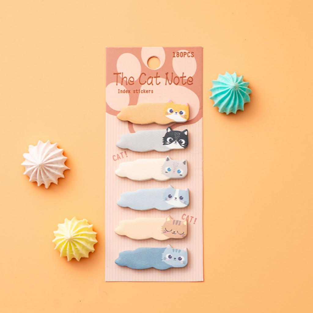 Cartoon Cat Sticky Notes Ins-Style Cute Index Tabs DIY Planner Classification Stickers Memo Message Reusable Sticky Notes