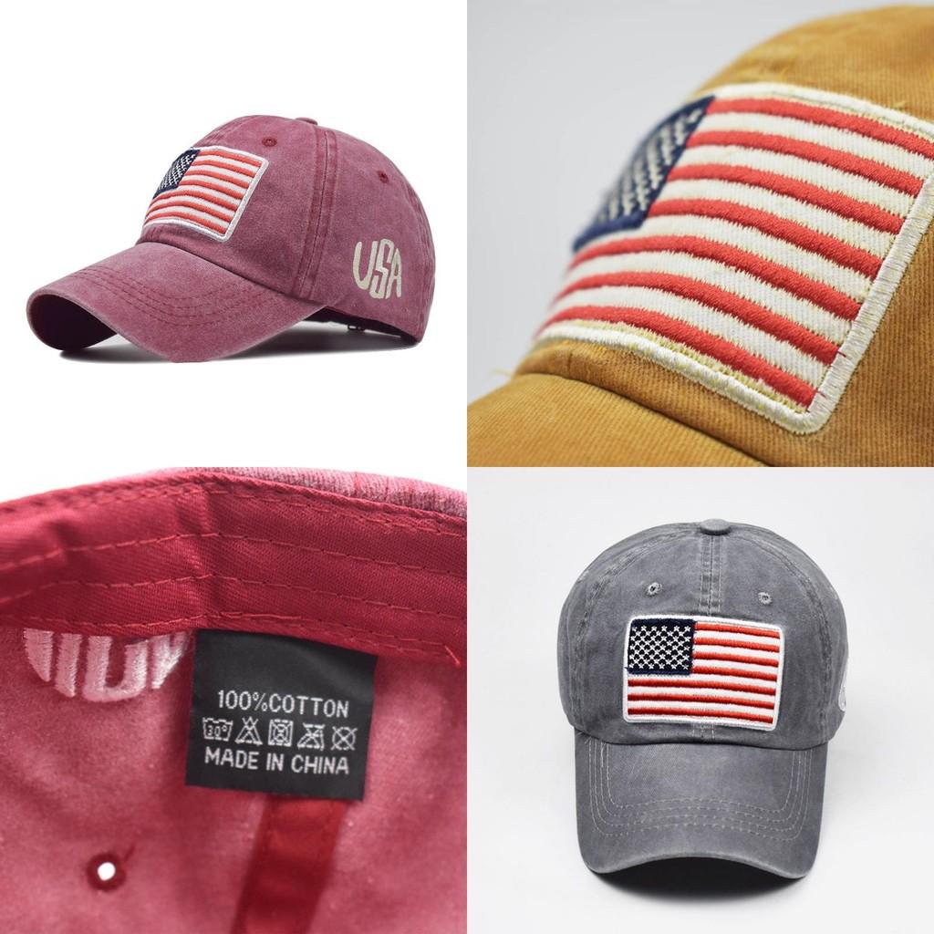 Retro Style Embroidered Letter Baseball Cap Vintage Washed Classic Flag Cotton Hat Men's Adjustable Cap
