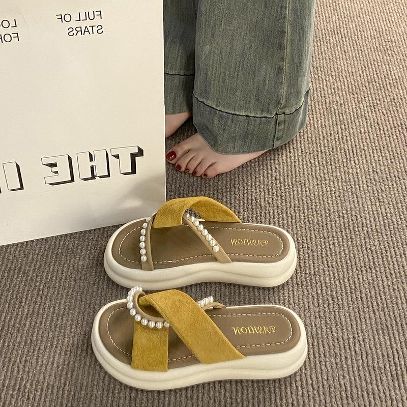 

Тапочки в национальном стиле, женская летняя одежда, супер-огненная, толстая подошва, 2025, новая мода, красивые, не устающие ноги с юбкой, классные тапочки 35 жёлтый