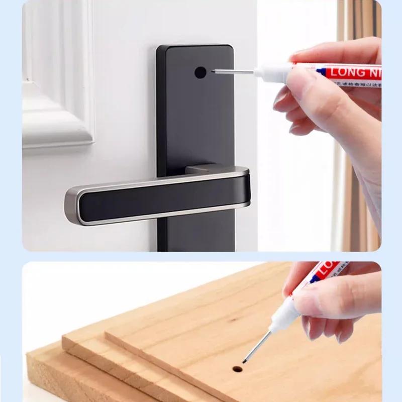 3Pcs/Set 20mm Deep Hole Markers Black Blue Red Ink Bathroom Woodworking Decoration Multi-purpose Long Head Metal Marker Pens