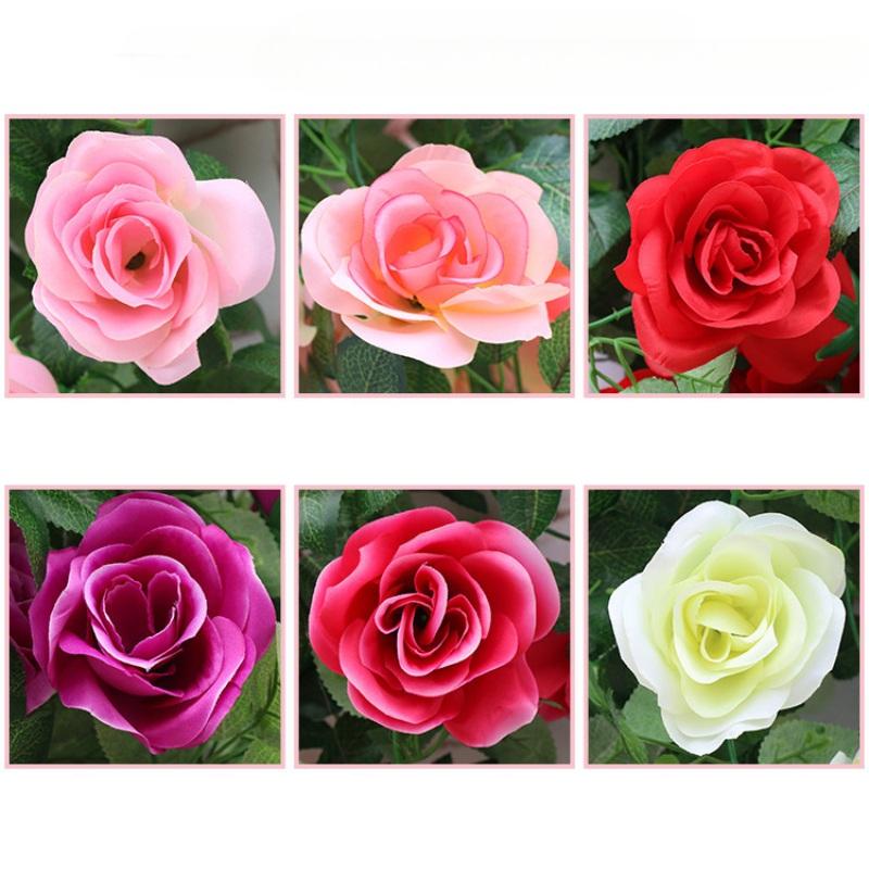 Simulation Flowers Vines Silk Roses Wall Hanging Wedding Decor Artificial Rose Vine Living Room Shopping Mall Decoration Flower