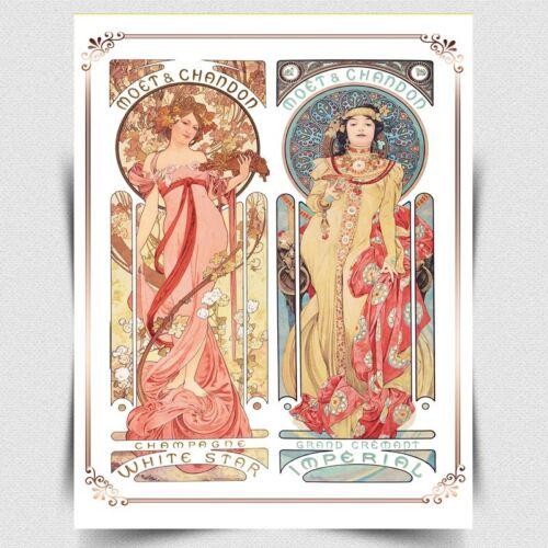 METAL WALL SIGN PLAQUE Champagne Vintage poster ALFONS MUCHA A x mmAluminum 20x30cm(7.8x11.8inch)
