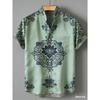 Men's Summer Retro Linen Short Sleeve Shirt HD Natural Floral 3D Printed Shirt Hawaiian Vacation Outdoor Fishing Clothes for Men