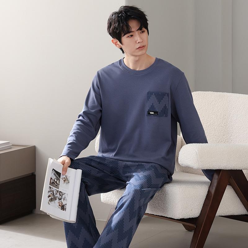 Pure Cotton Pajamas Men'S Spring And Autumn Simple Casual Sports Style Cotton Long-Sleeved Trousers Loungewear