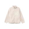 UNIQLO Solid Color Pocket Design Spliced Straight Leg Zipper Drop Shoulder Stand Collar Fleece Jacket Unisex jackets Beige 460331-31