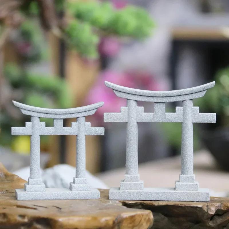 1pc Aquarium Decor Japanese Torii Gate Miniature Ornament Fish Tank Garden Shrine Shinto Landscape Sandstone Micro Decoration