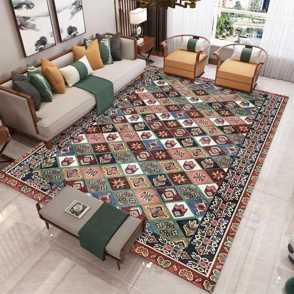 Traditional Turkish Area Rug, Medallion Carpet Bohemian Living Room Rug, Vintage Style Floor Decor, Washable Rug, Non Slip Rug