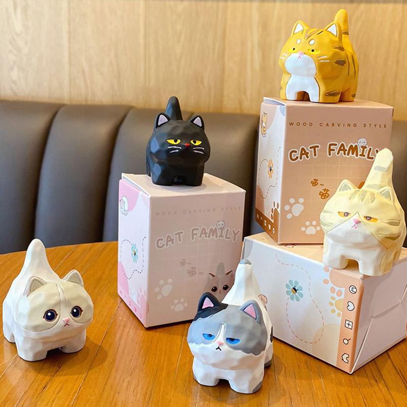 Resin Wood Carved Cat Keychain Cute Cartoon Animal Keychain Creative Exquisite Keychain Bag Pendant For Kids Gift