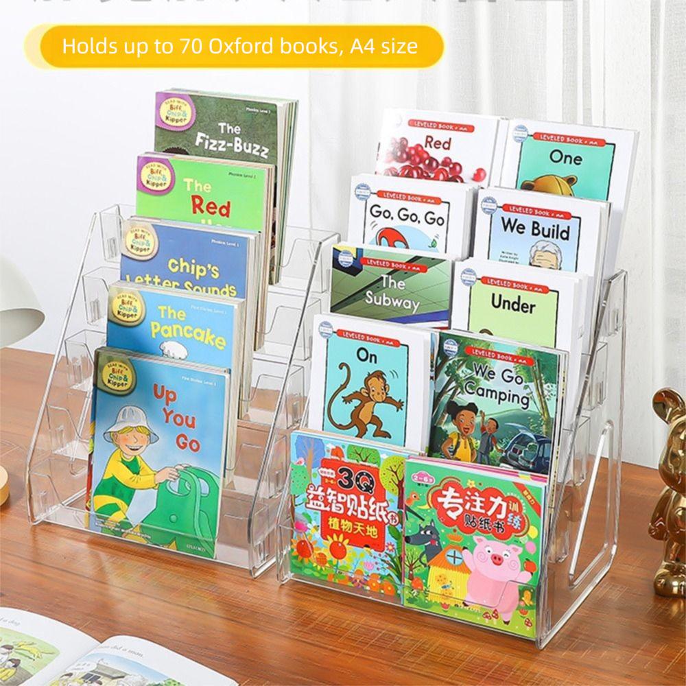 DIY Acrylic Book Display Rack 5 Tier Doll Figures Model Shelf Magazines Organizer  Home Use