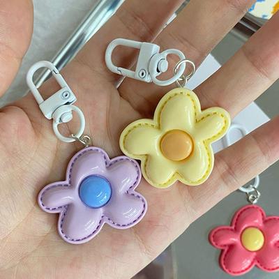 Colored Flower Keychain Heart Flower Bag Pendant DIY Accessories Candy Color Key Chains Decoration Jewelry