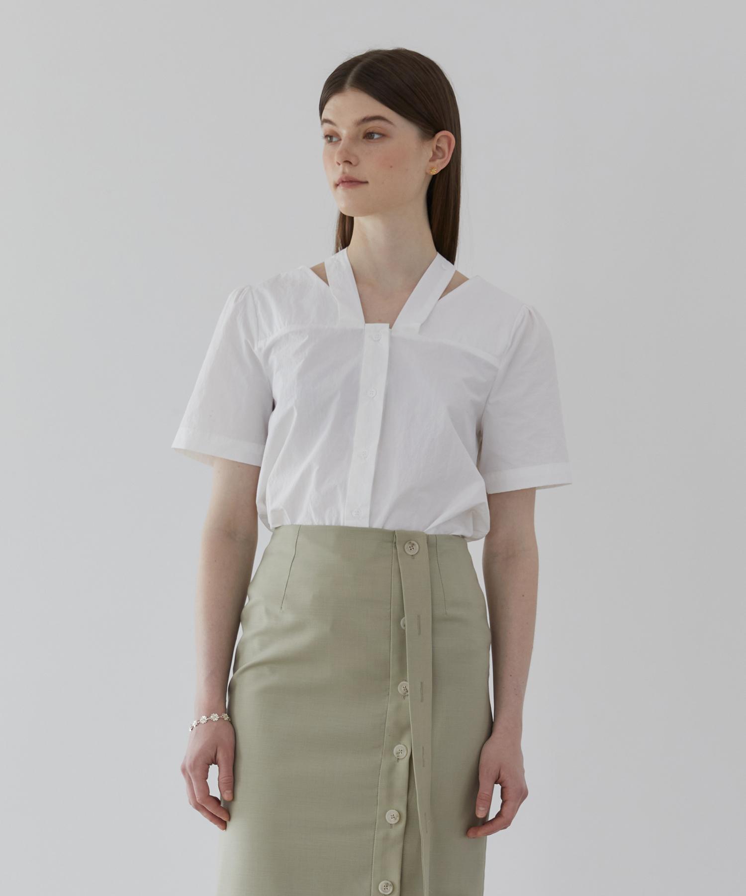 Modern Able Line Point Blouse - White Free