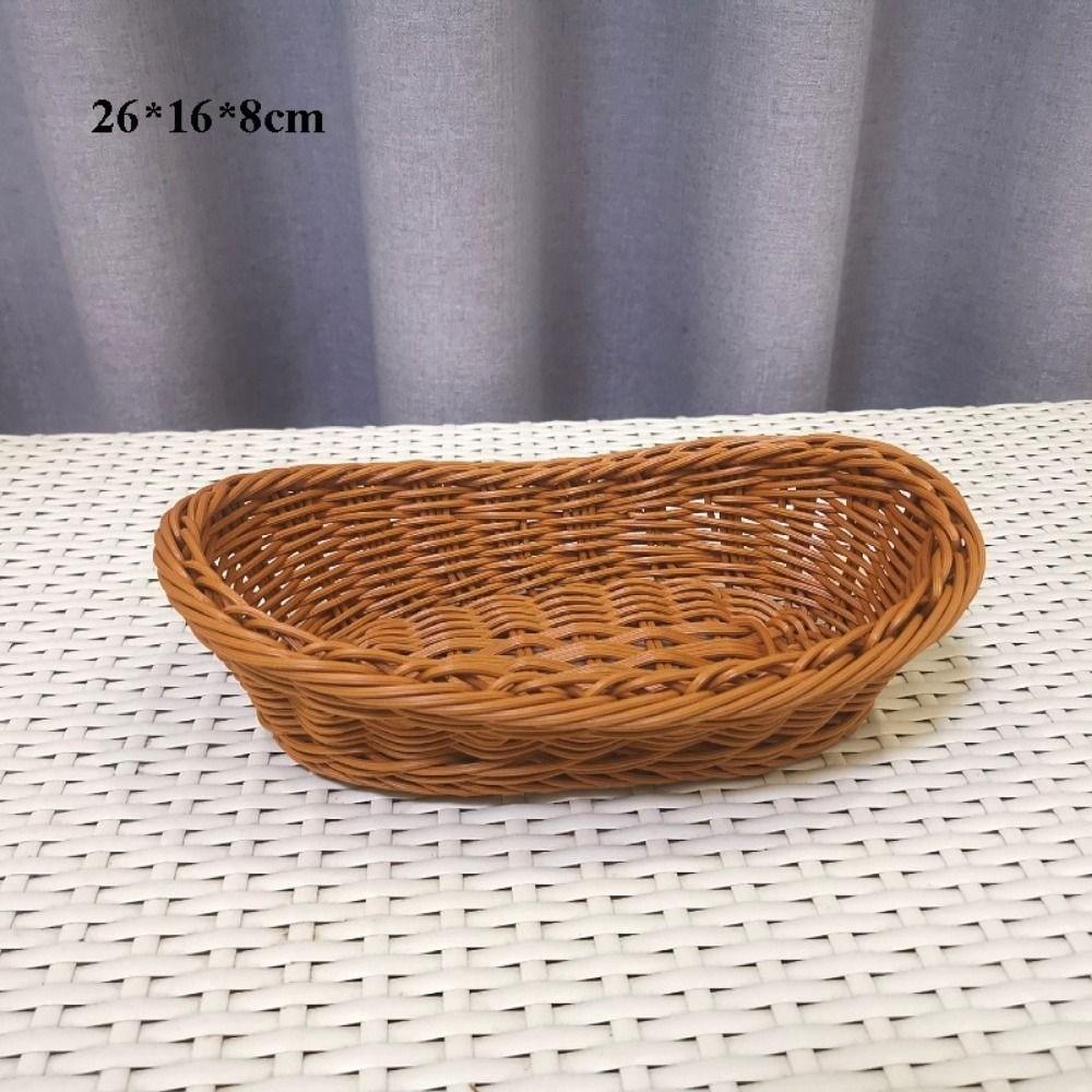 Hardness Rattan Wicker Woven Serving Baskets Household Handwoven Bread Fruit Vegetables Basket 8 Styles