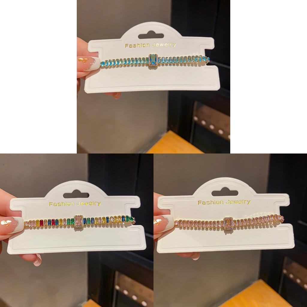 Geometric Square Zircon Bracelet For Women With Gold Finish Elegant Fashion Jewelry