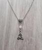 Victorian Gothic Celtic Knot Necklace with White Jade Beads Pagan Elf Jewelry
