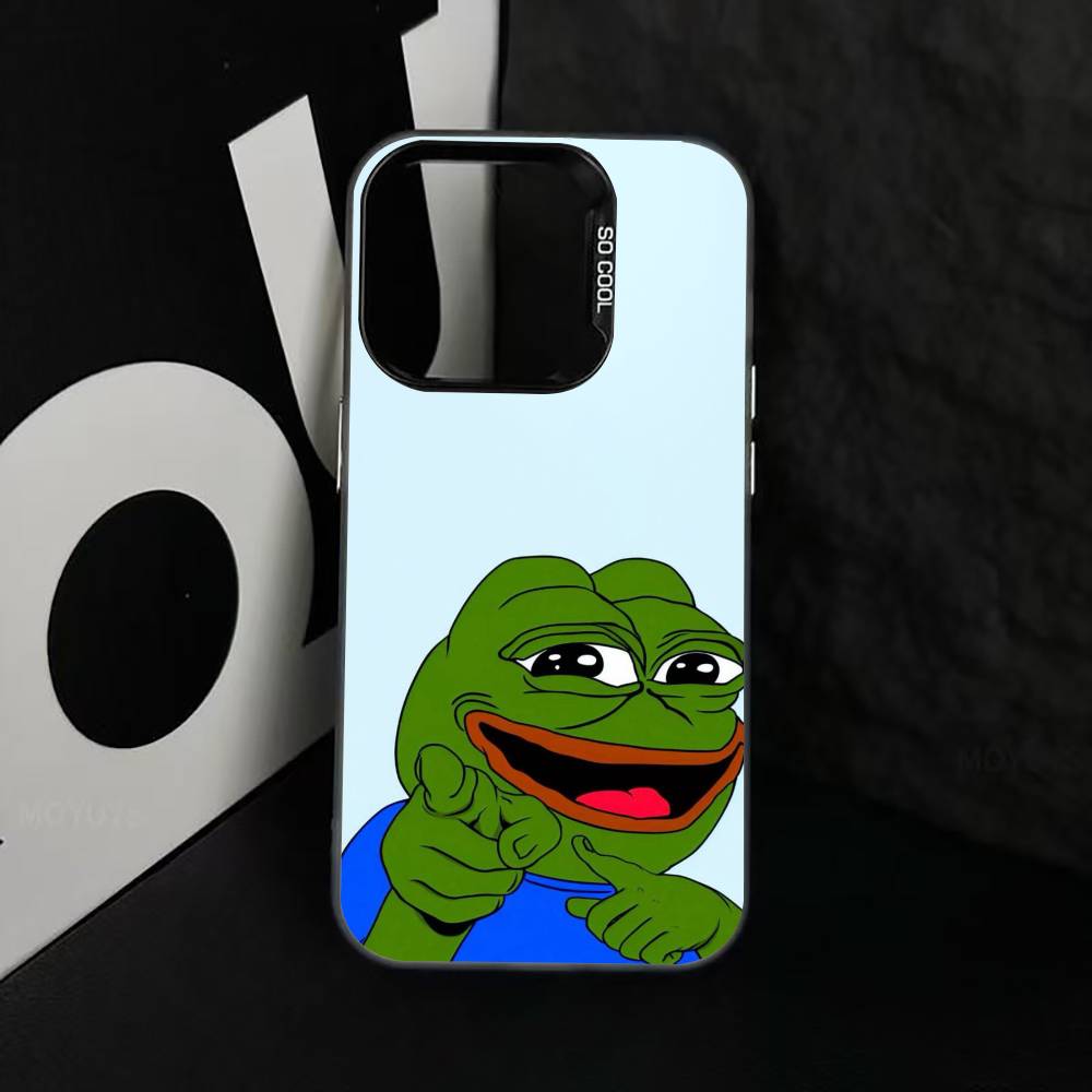 Sad Funny Frog Meme Phone Case For iPhone 17,16,15,14,13,12,11 Plus,Pro Max,XS,Colorful Silver Black Cover