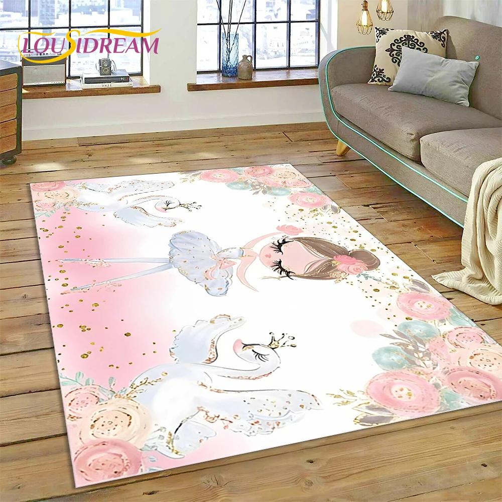 Alfombra Alfombra de Dibujos Animados de Hada Bailarina de Ballet de Ensueño Linda para Decoración de Sala de Estar Dormitorio, Decoración Antideslizante para Sofá Felpudo Niño