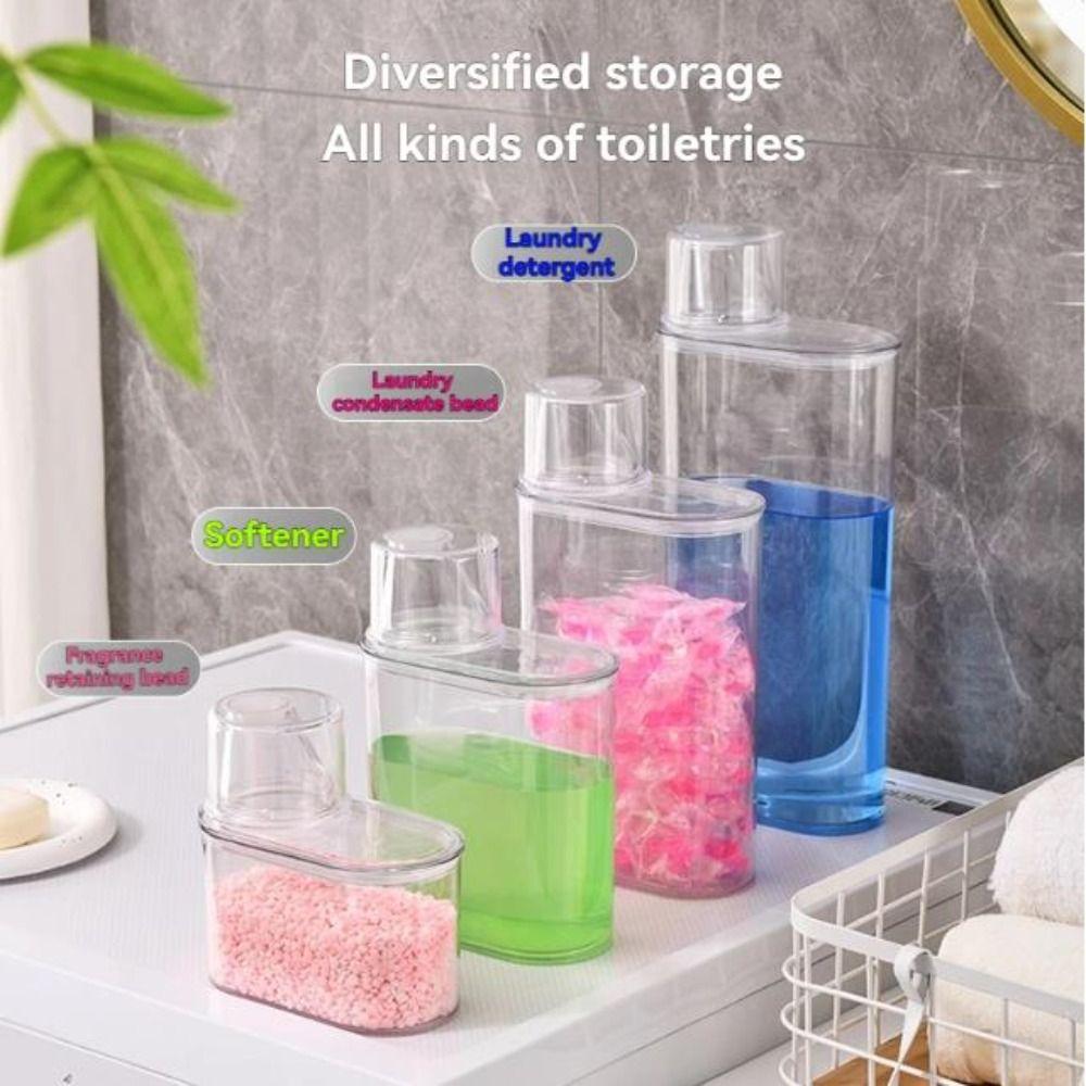 Airtight Washing Powder Storage Box Large Capacity Transparent Laundry Detergent Dispenser with Measuring Cup