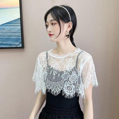 1Pieces Women Detachable Fake Collar Half Shirt Sweet Crochet Sheer Floral Lace Cover Shirt Mountaineering Scarf