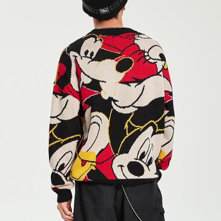 Li-Ning Disney Co-Branded Sports Fashion Series Mickey Pattern Loose Long Sleeve Sweater Unisex Sweater Black AMBR002-1