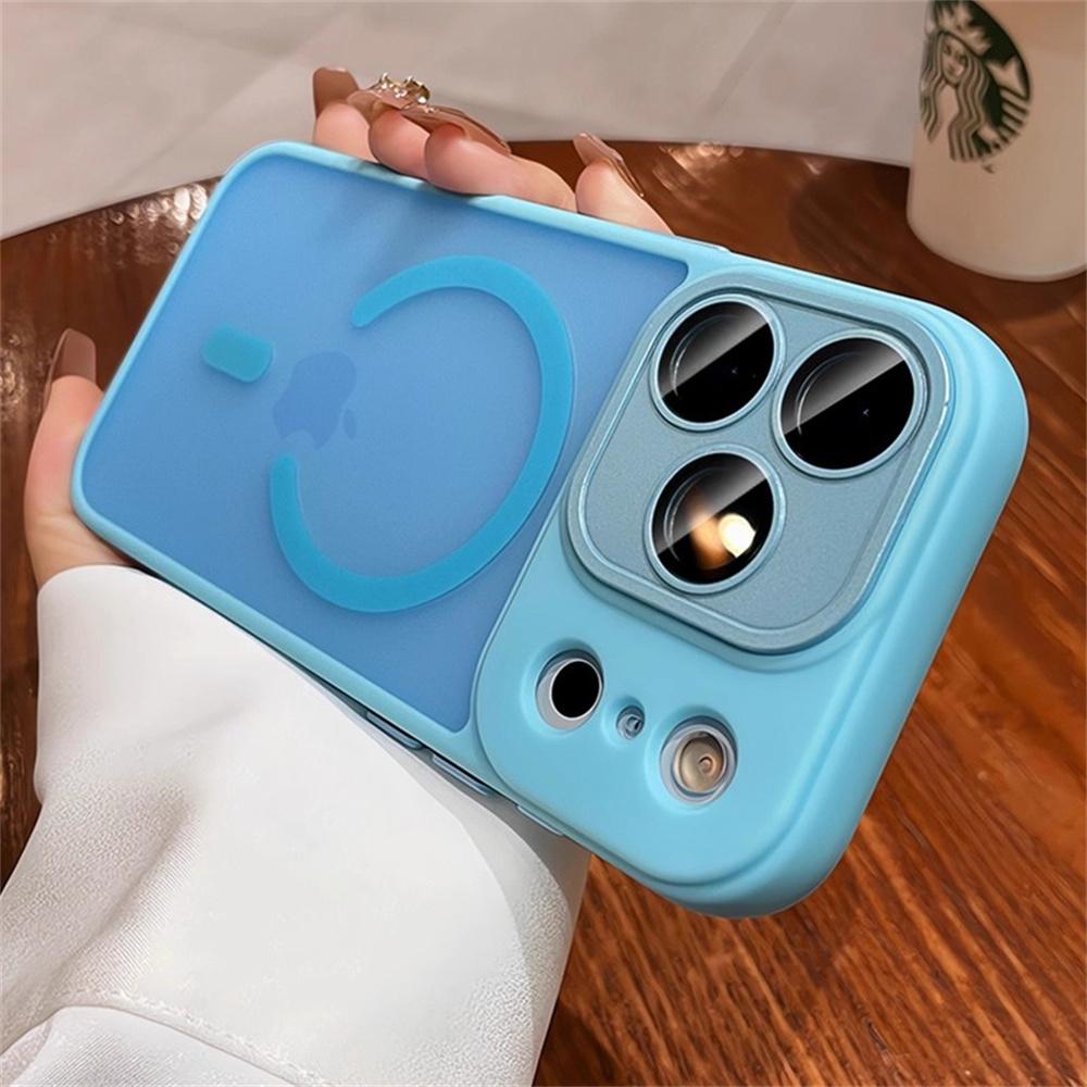 Luxusní matně průhledný kryt na telefon pro Magsafe pro iPhone 17/16/15/14/13/12 Pro Max Ochrana objektivu Air Kryt pro bezdrátové nabíjení