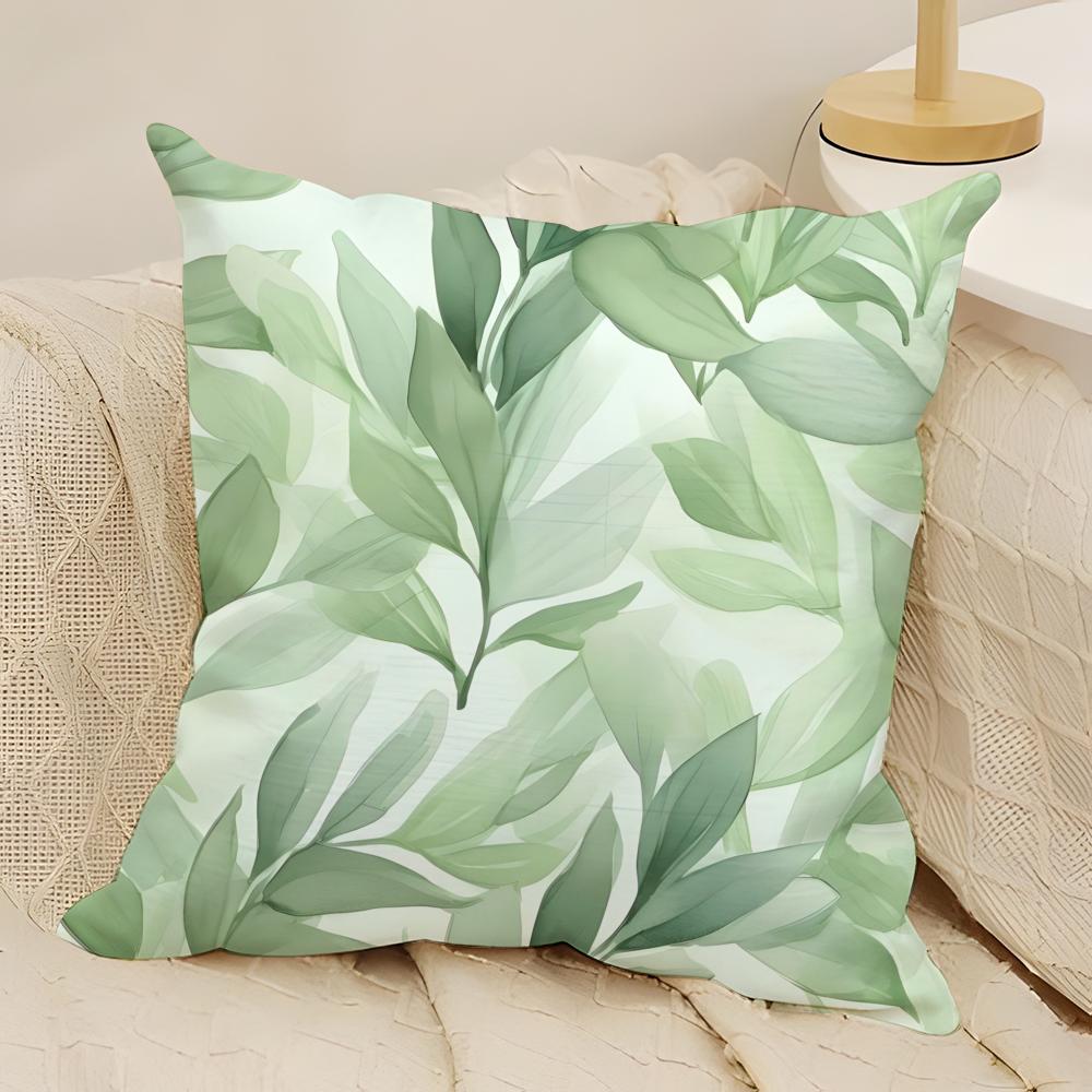 Modern style Leaf Pillow Case Natural Linen Double-Sided Printing Sofa Home Decor Cushion Cover