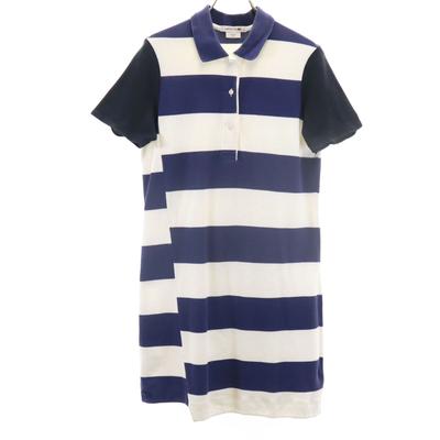 Border Pattern Short Sleeve Polo One Piece 38 Kanoko Fabric Women Used