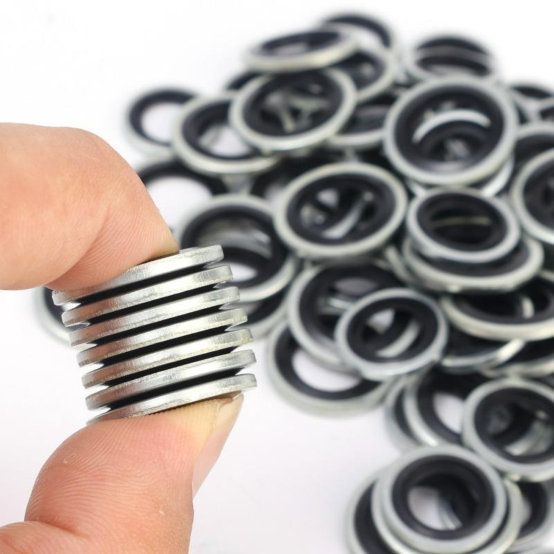 M12/M14 Car Oil Pan Drain Gasket Drainage Bolt Pad Rubber Oil Drain Plug Gasket Washer Seal Set Galvanised Combination Gasket