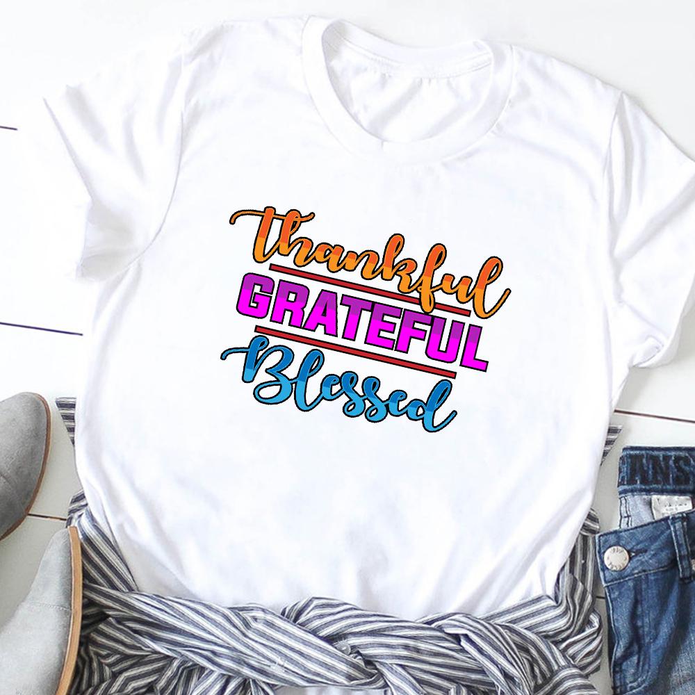 

Модні жіночі футболки Happy Pumpkin Fall Autumn Thanksgiving Tops Femme Tshirt Harajuku O-Neck Casual Tee Women Clothing L білий