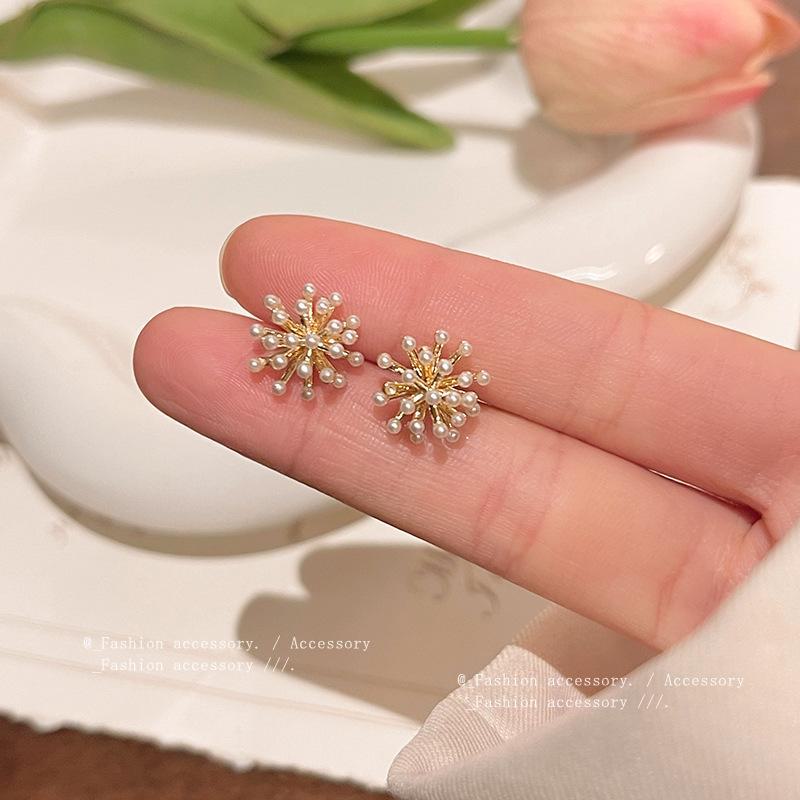 

Элегантные серьги с жемчугом Firework для женщин - серебряная игла S925