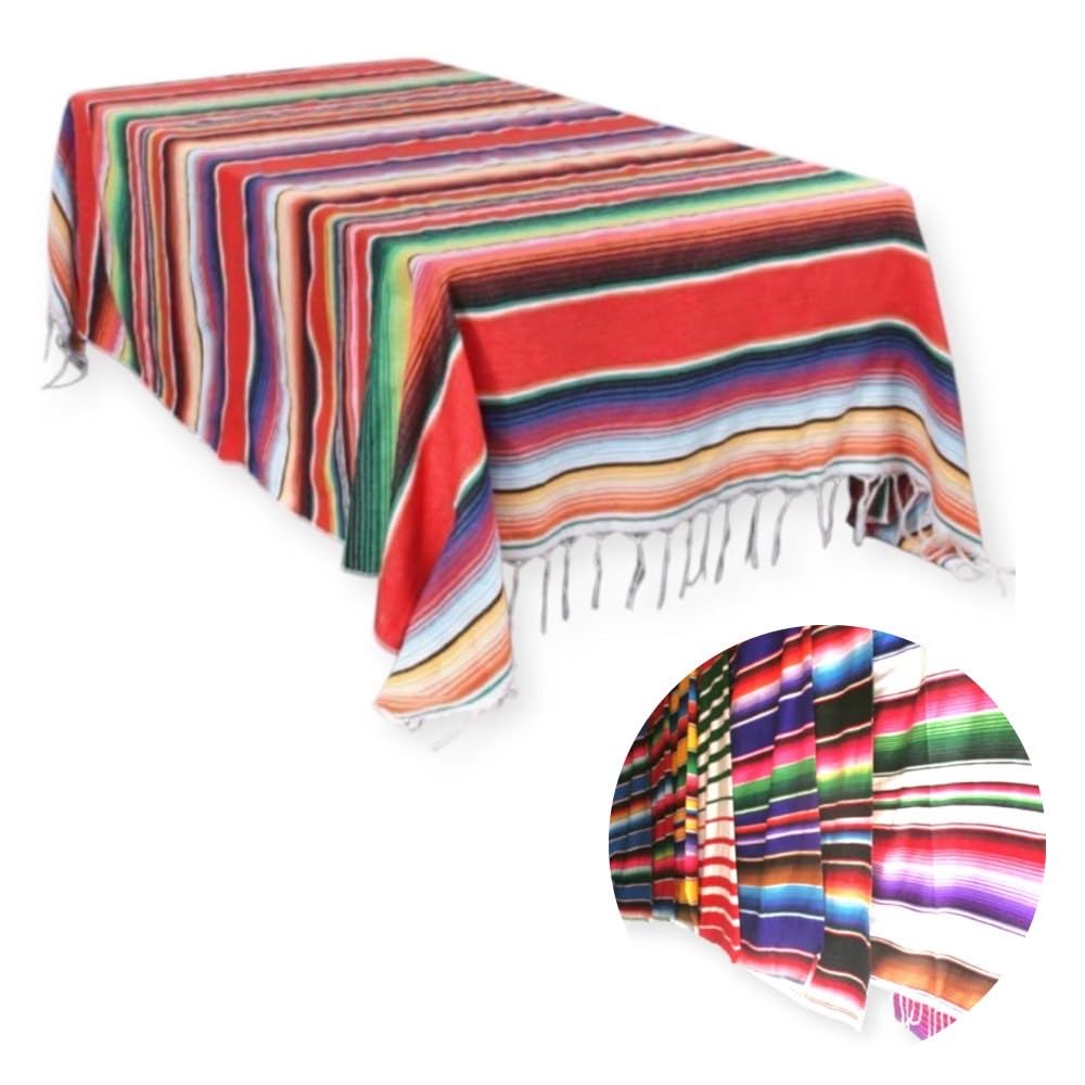 Mexican Color Table Runner Sarape Mexico Ethnic Hippie Gypsy BOHO Shop Interior Rug Thin Cotton Camping Outdoor Colorful Happy Rainbow Christmas